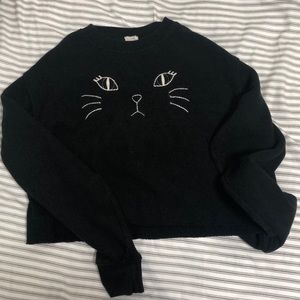 Brandy Melville Cropped Cat Sweatshirt - One Size